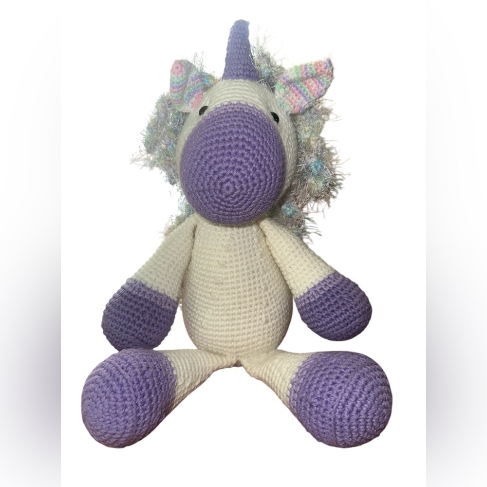 Unicorn hand crochet plush handmade 18” beautiful dreadlocks new